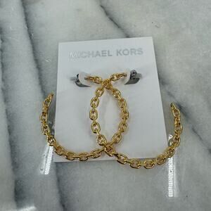NWT Michael Kors gold chain hoop earrings